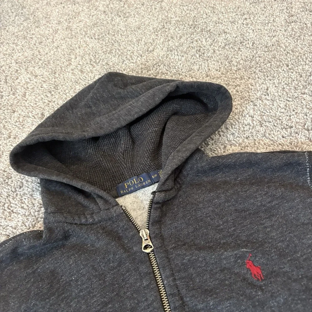 Polo Ralph Lauren Hoodie Full Zip Waffle Hood Double Knit Terry Y2K Mens S Small